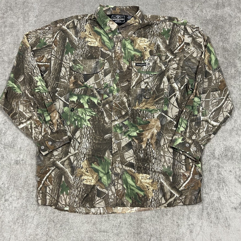 Winchester Shirt Mens Vented Button Down Camo XL Outdoor Hunting Fishing